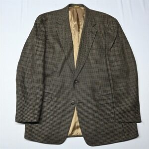 Vtg Austin Reed 42L Brown Houndstooth Tweed USA Made Blazer Sport Coat